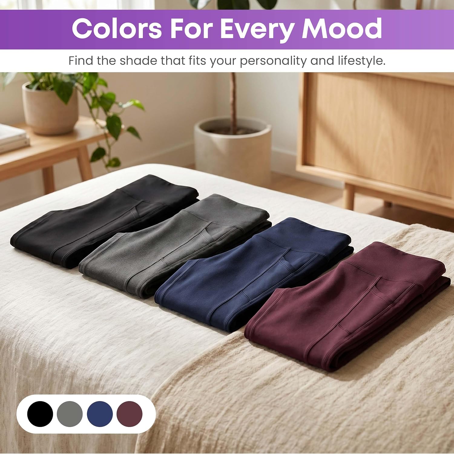 Leggings with Pockets for Women, High Waisted Tummy Control Yoga Pants, Buttery Soft Squat Proof Workout Leggings