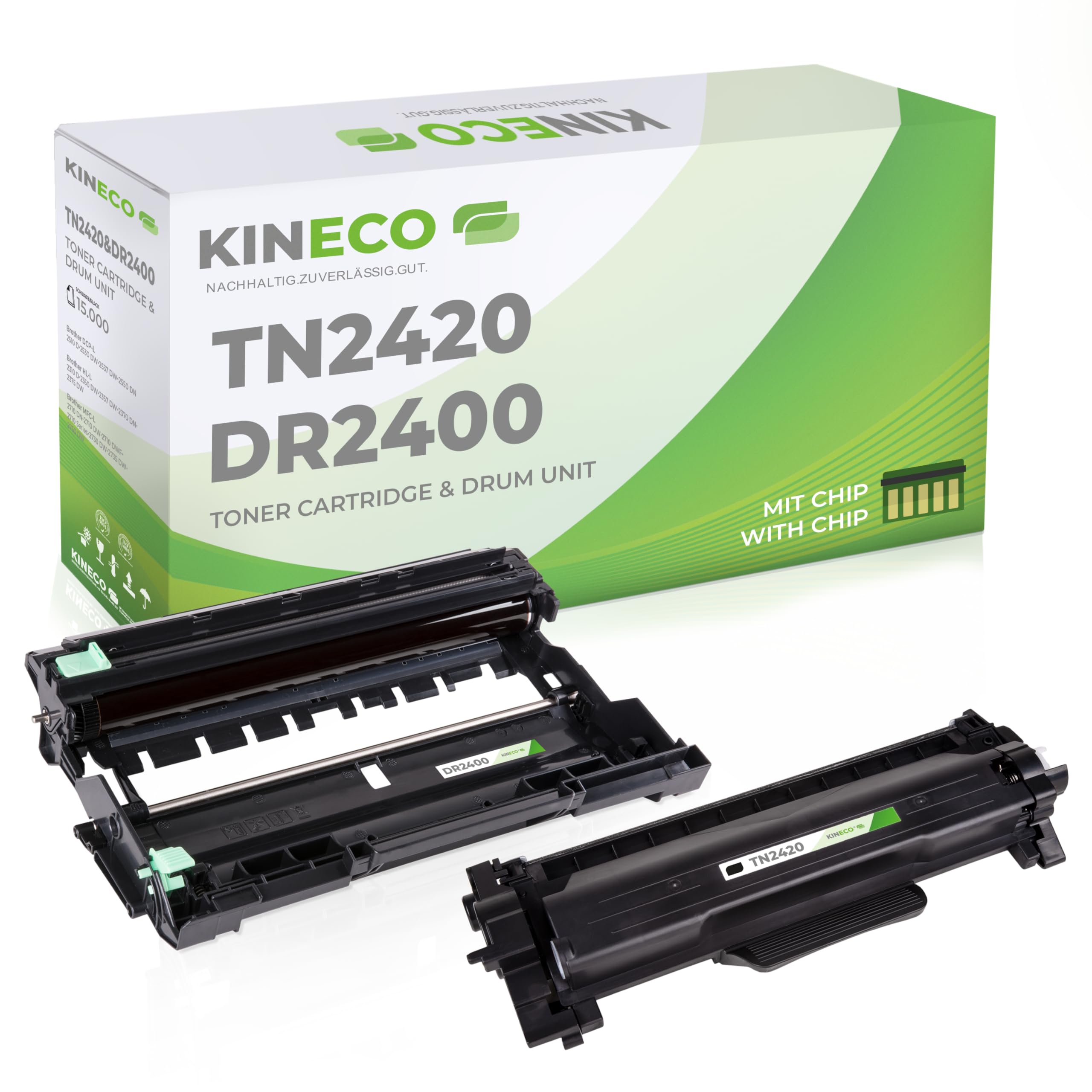 Kineco Toner und Trommel ersetzt Brother TN2420 TN2410 DR2400 für Brother HL-L2350DW HL-L2370DN HL-L2375DW HL-L2310D MFC-L2710DW