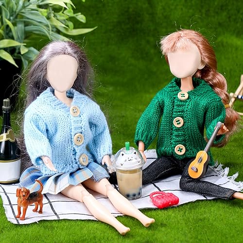 Miniatura 8 de Bencailor 4 piezas de ropa de muñeca de 11.5 pulgadas, suéter de primavera con capucha de 11.5 pulgadas, accesorios de muñeca, conjunto de suéter