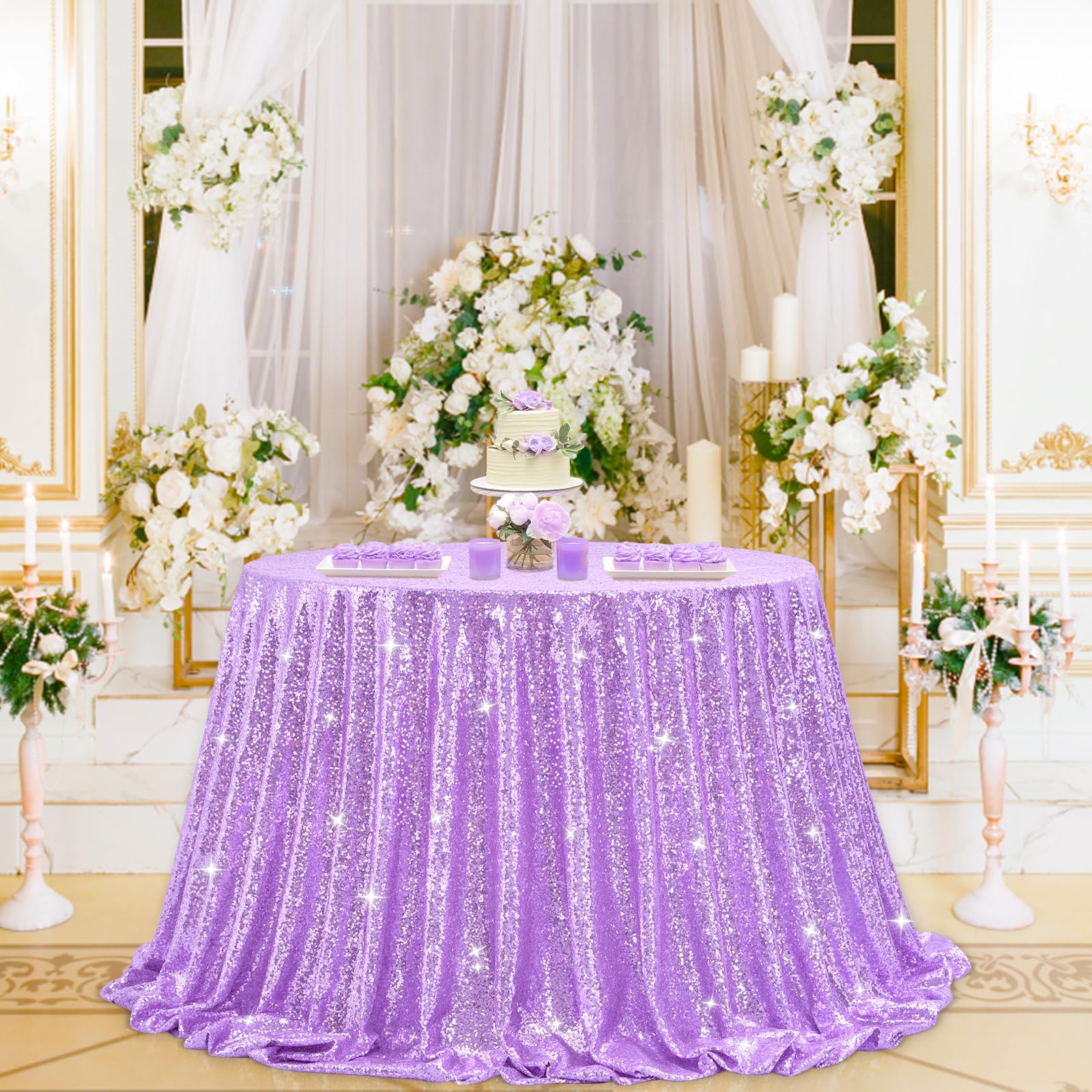 B-COOL Sequin Tablecloth Round Party Decorations 90 Inch Tablecloths