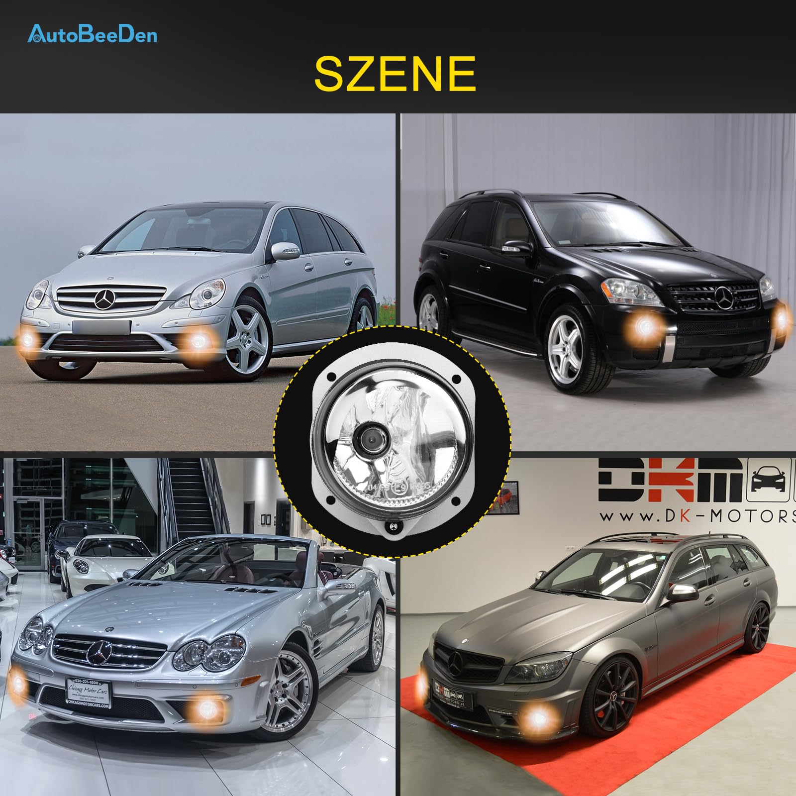 Nebelscheinwerfer für Mercedes Benz MB W164 W251 V251 R230 C209 C216 A209 S204 W204 W211, (C CLK E M R S SL Klasse), 2002-2014, nur für AMG Paket Stoßstange (Klar)