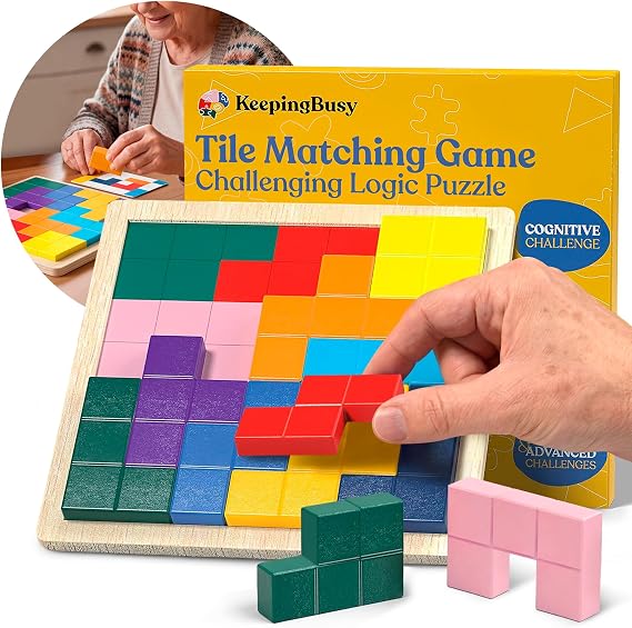 Keeping Busy Tile Matching Dementia Activities for Seniors | Alzheimer Products for Elderly Patients | Fun Memory Game Toy & Cognitive Brain Puzzle for Senior Citizens w/Memory Loss or Alzheimers
