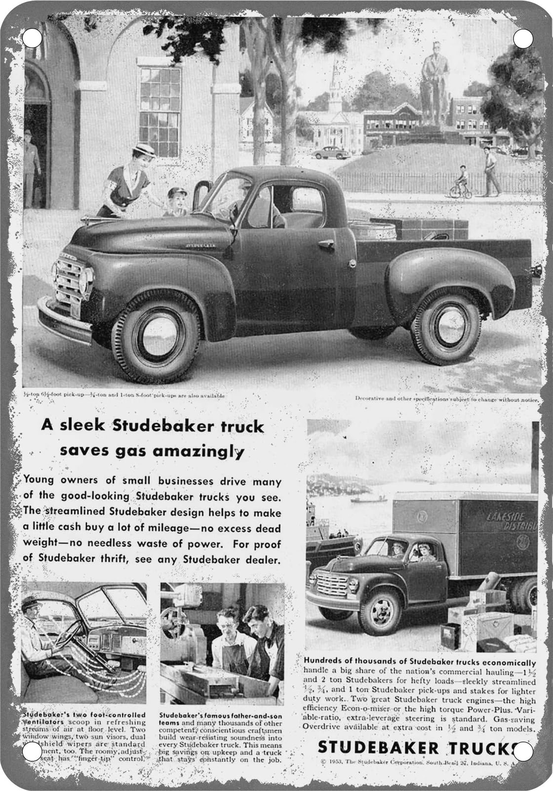 Miaomansenstore Metal Sign - 1953 Studebaker Trucks Vintage Ad 10 - Old Retro Rusty Look Home Decor