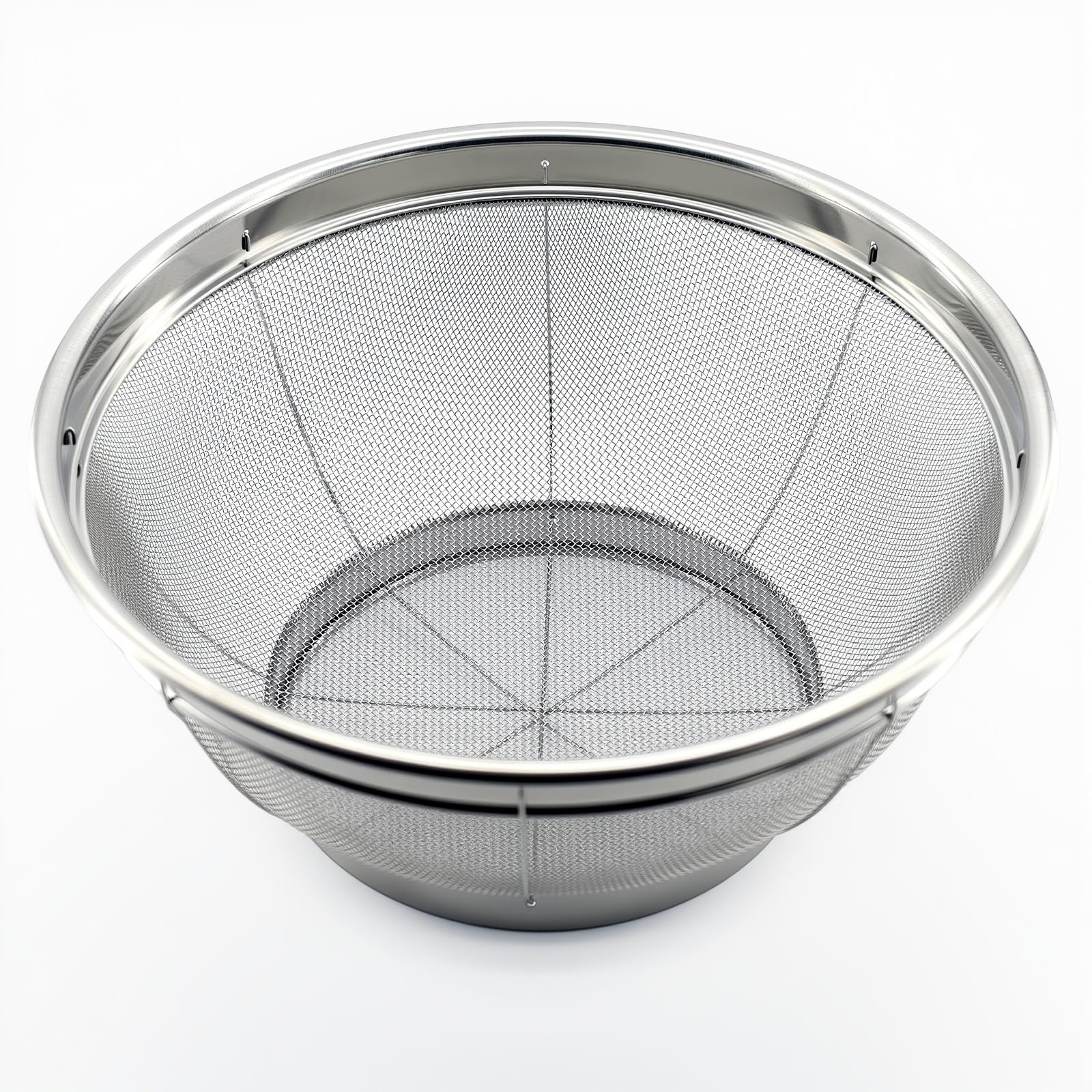 Fine Mesh Strainer for Kitchen, 4 Quart Stainless Steel Colander Bowl for Pasta, Rice, Fruit, Metal Net Baskets with Resting Base - Strain, Drain, Rinse