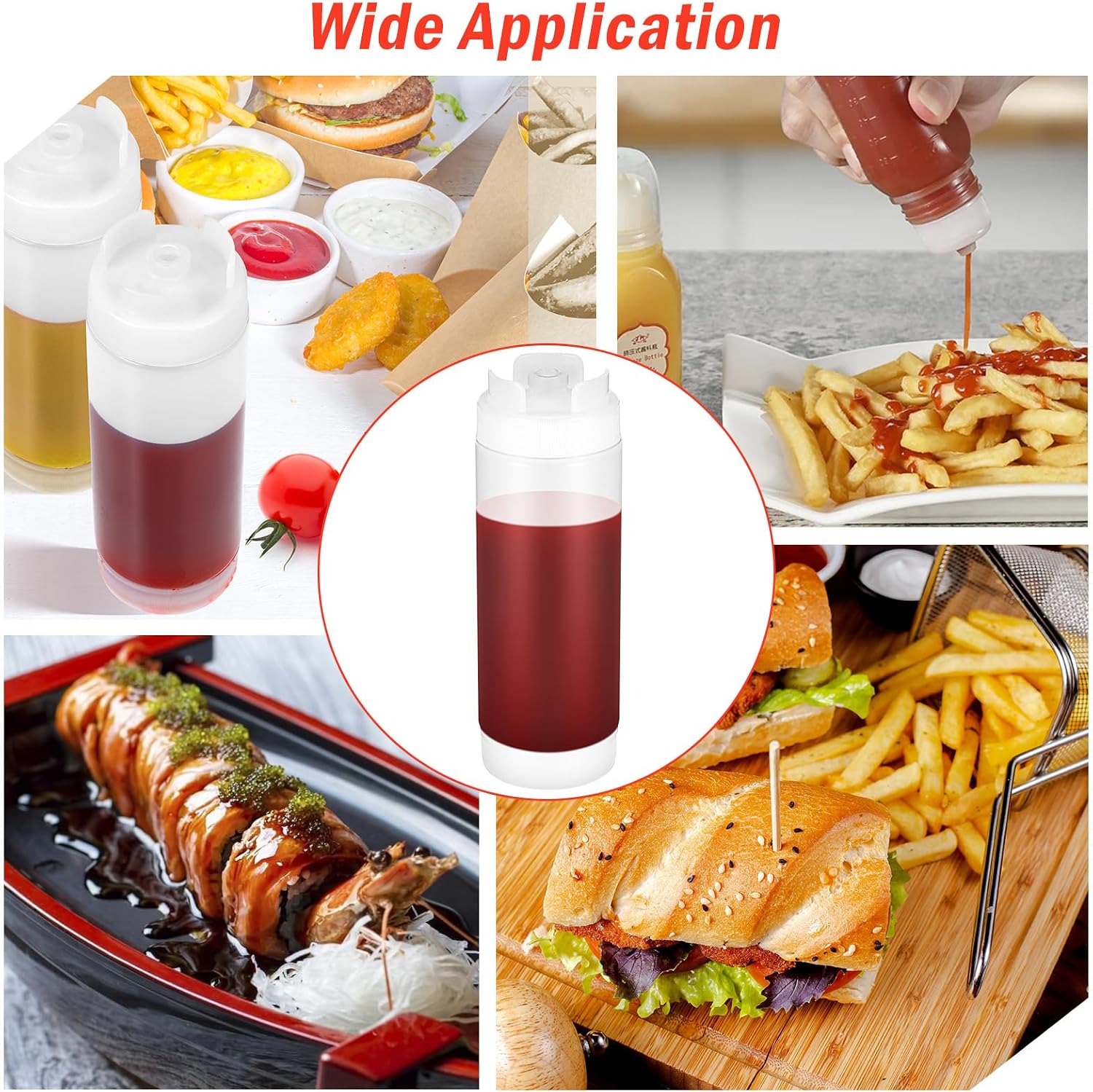 4 Pcs Kitchen Squeeze Bottle, 32 Oz Drizzle Bottle for Sauces & Dressings, No Drip Self-Sealing Mayonnaise Squeeze Bottles, Inverted Refillable Condiment Dispenser for Restaurant, White