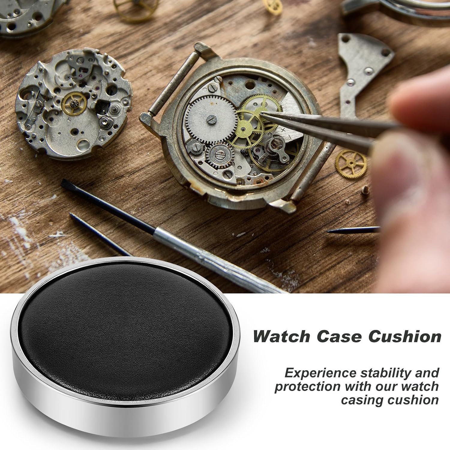 Cinnvoice 2 Pcs Watch Cushion Watch Casing Cushion Movement Pad Holder Leather Pad Holder Protector Making Tool Kit for Movement Changing Battery Repair Kit Tool