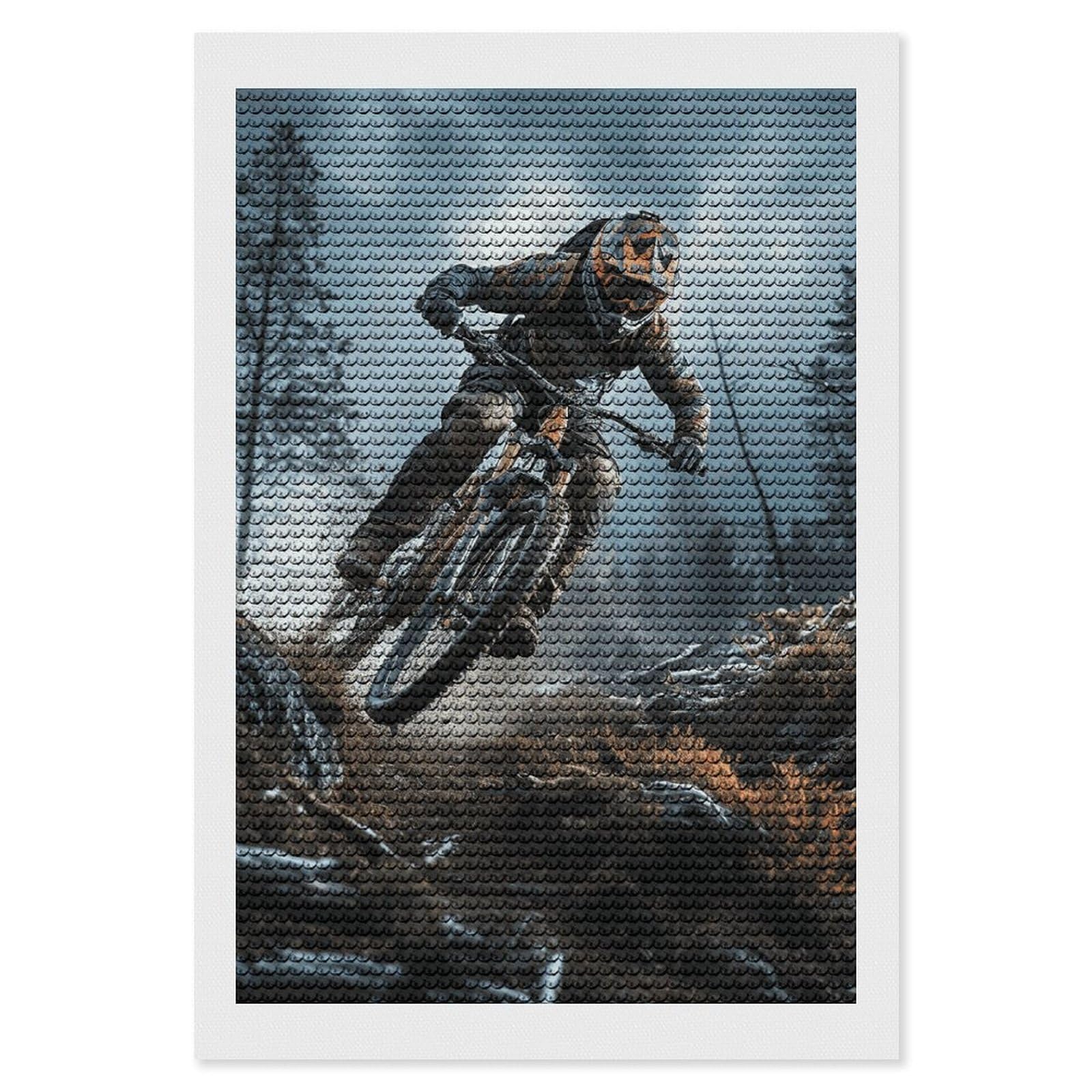 DWVTSLH Mountain Bike Tournament Diamond Painting Kits for Adults, Personalized Diamond Photo Art Full Drill, DIY 5D Diamond Art Painting Kits for Beginners, Home Wall Decor 8"x12"