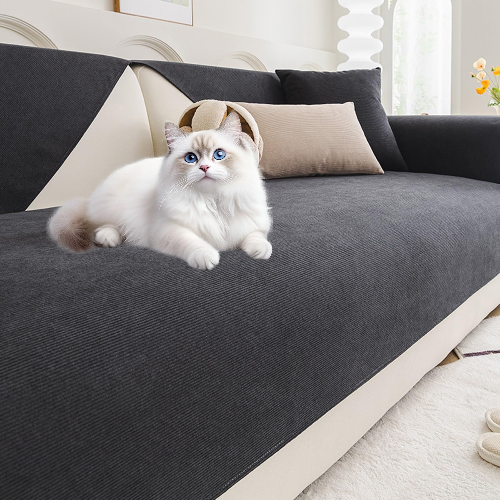 Genérico Funda Sofa Impermeable Fundas De Sofa Anti Gatos 2 3 4 Plazas Cubre Sofas Protector Sofas Antideslizante Manta Cubre Sofass Universal(Black,110x160cm)