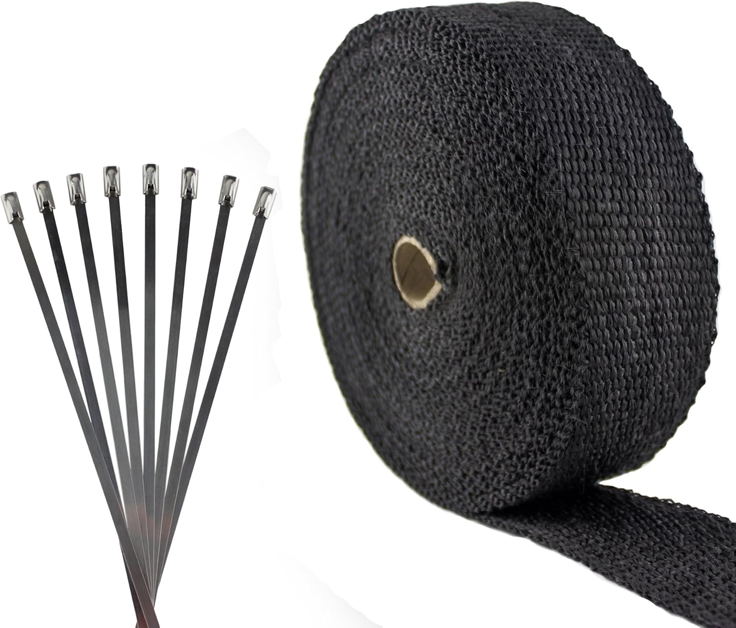 Exhaust Pipe Wrap, Heat Shield Tape in: Fiberglass, Basalt (Titanium), Vermiculite or Foil Faced.