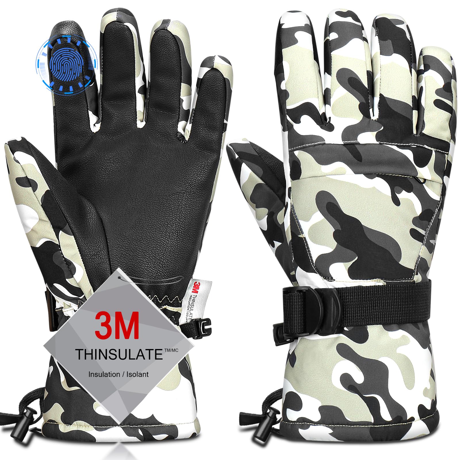 Ski Gloves,Snow Gloves Waterproof Winter Warm Cold Weather Touchscreen Gloves for Parent&amp; Child Kids Skiing,Snowboarding