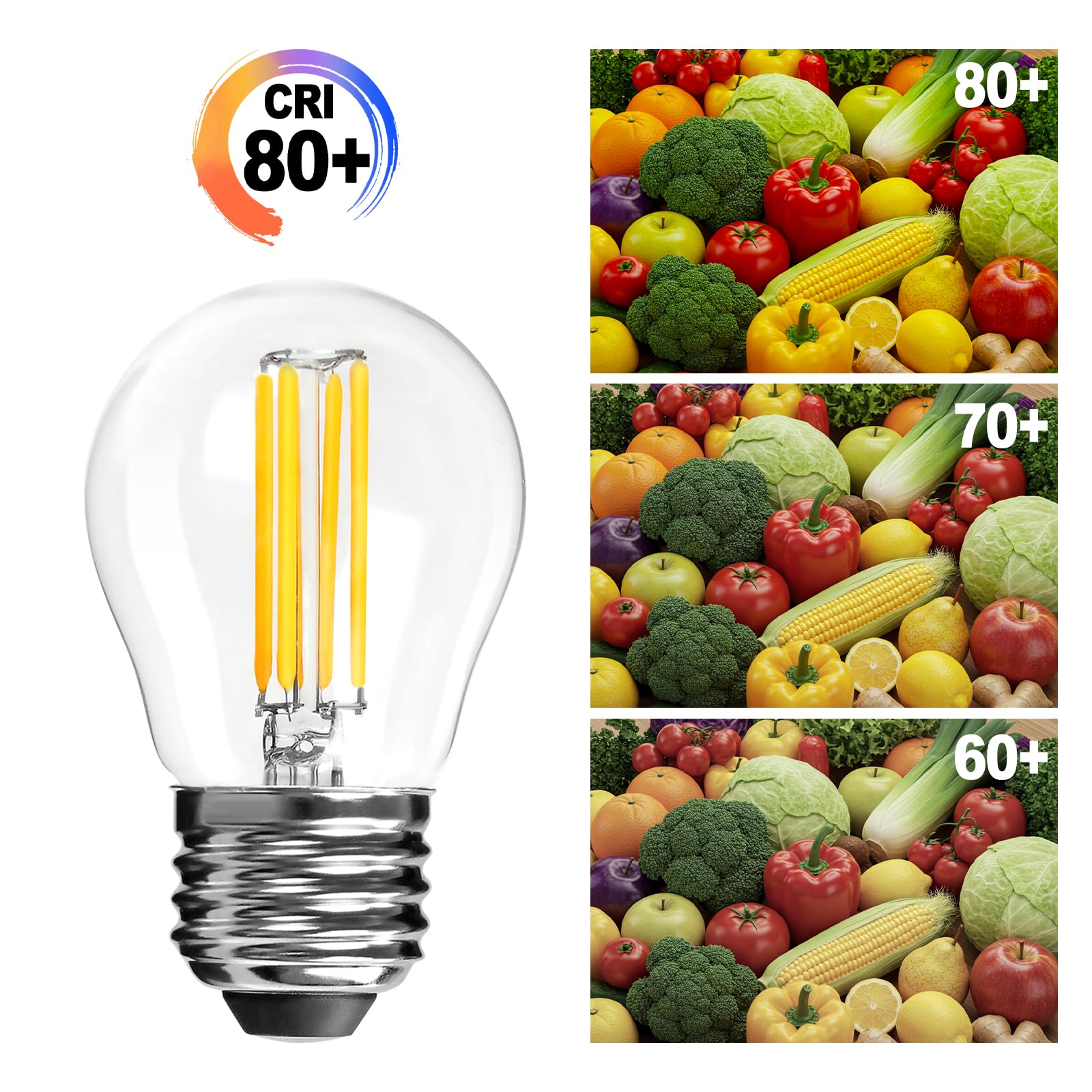Lampadina LED E27, Lampadine Globo G45, 6W, Confezione da 10 | Equivalente 60W, Mini Lampade Dimmerabili Globo E27, Bianco Caldo 2700K, Lampadina Filamento LED per Lampadari