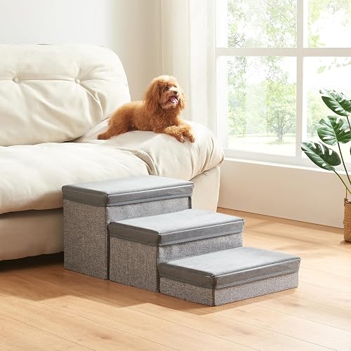 [en.casa] Escalera para Perros Vojens 75x40x30 cm Gris