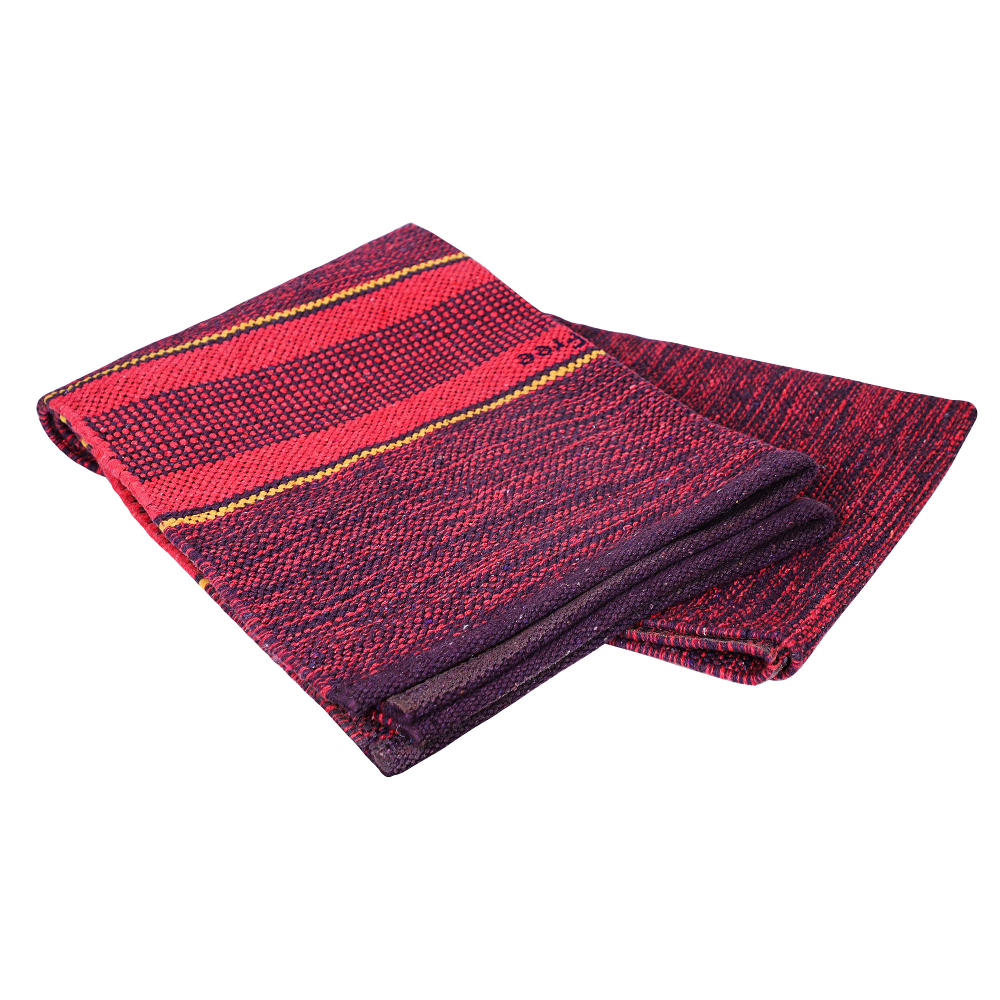 MeFree- 100 percent Cotton Yoga Mat for Men and Women, Eco-Friendly & Anti-Skid, 75 inches length x 26.5 inches width, 5mm thick (Maroon) 2