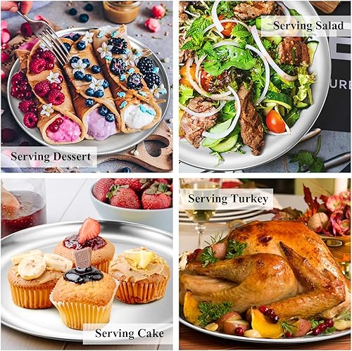 Vista 17 de Deedro Bandeja para hornear pizza, bandeja de pizza de acero inoxidable de 10 pulgadas, bandeja redonda para horno de pizza para el hogar