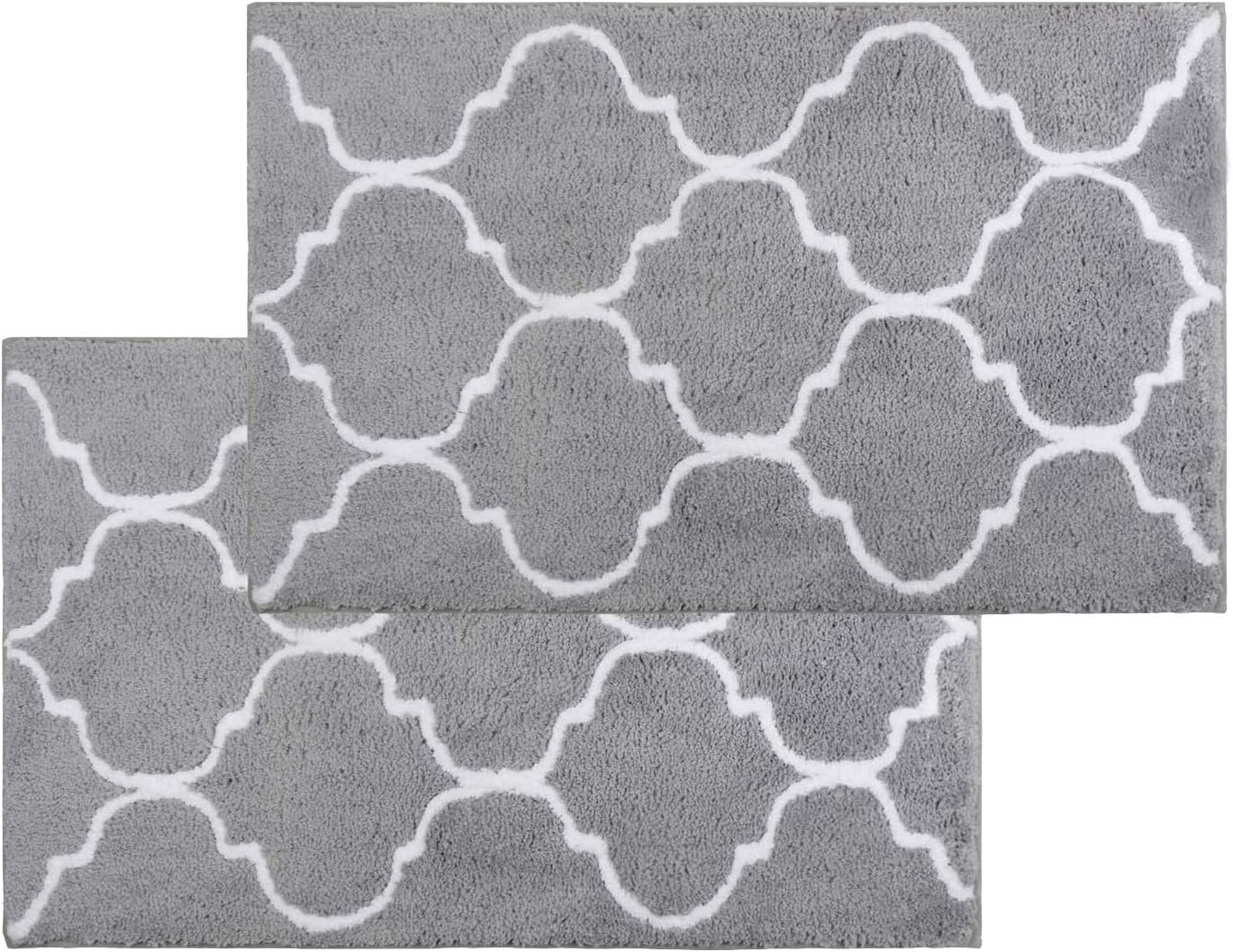 Homcomoda Bath Rugs Set 2 Piece Bath Mat Non Slip Backing Absorbent Bathroom Rug Microfiber Machine Washable Floor Rugs(Gray)