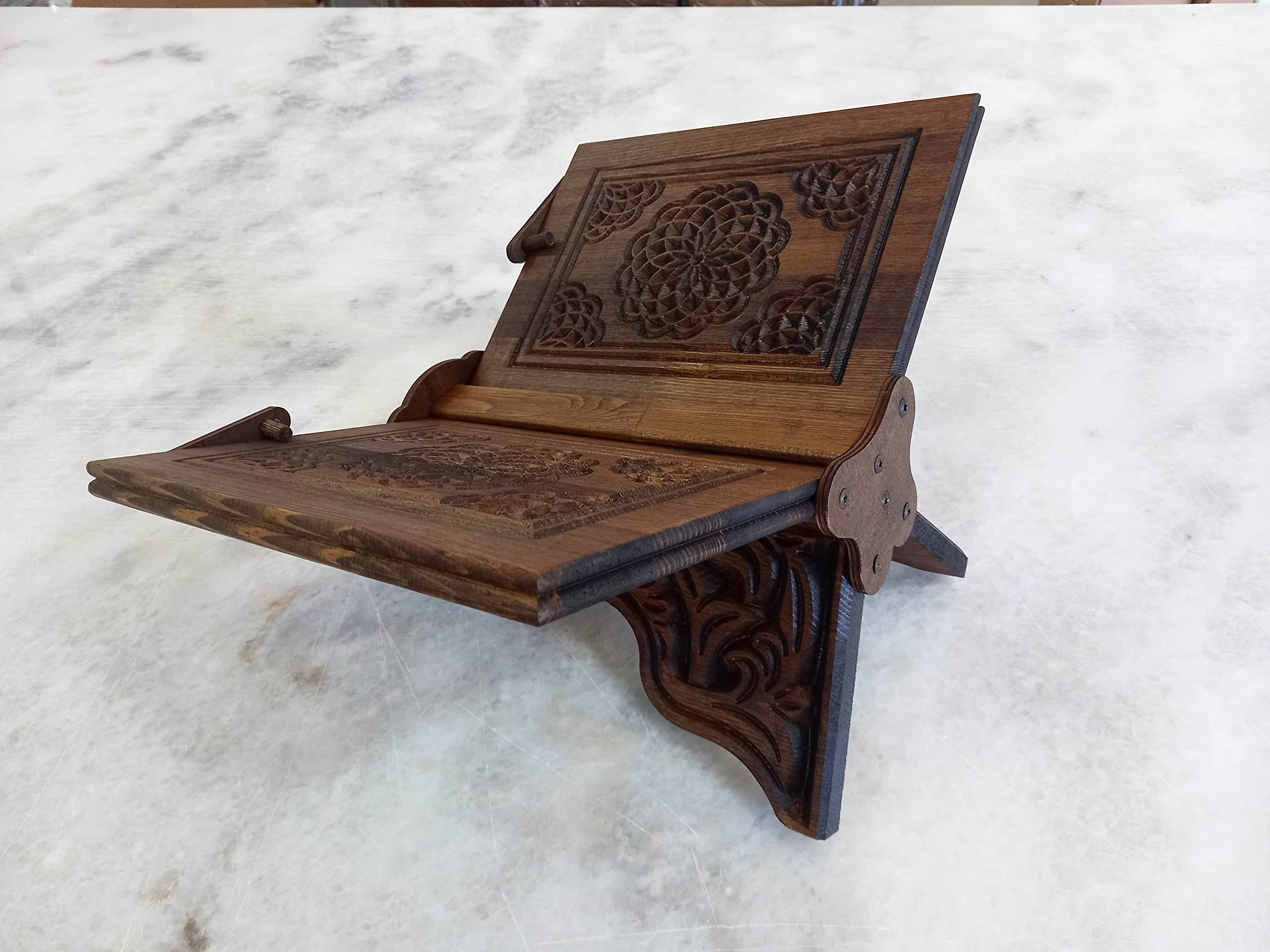 Soporte para libros de oración, regalo de Ramadán, Rihal Rehal, regalo tallado de madera (V Rihal)