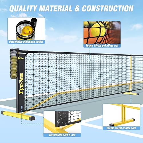 Miniatura 6 de Portable Pickleball Net for Driveway, 22 FT Regulation Size & 11 FT Half Court Size Pickle Ball Net with Ball Collector, 2-in-1 Pickle Ball Net with