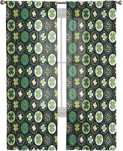 Semi Sheer Curtains Panel 108 Inch Length Clover Round Filling Voile Chiffon Rod Pocket Window Treatment Drapes Cortinas Light Filtering Home Décor