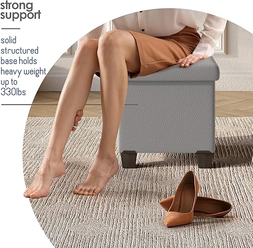 Miniatura 86 de Otomana plegable para dormitorio o sala de estar, con contenedores de almacenamiento, reposapiés para el extremo de la cama, soporta hasta 660 lb,