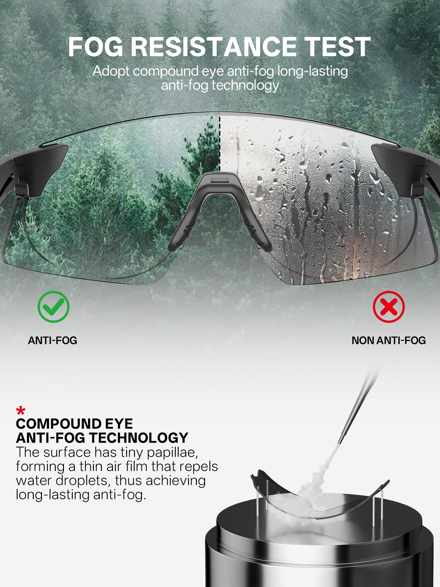 KOVEX Lunettes Velo Photochromique Lunette de Soleil Sport Cyclisme Homme Femmes Route VTT Running Course a Pied Base-ball Golf K242