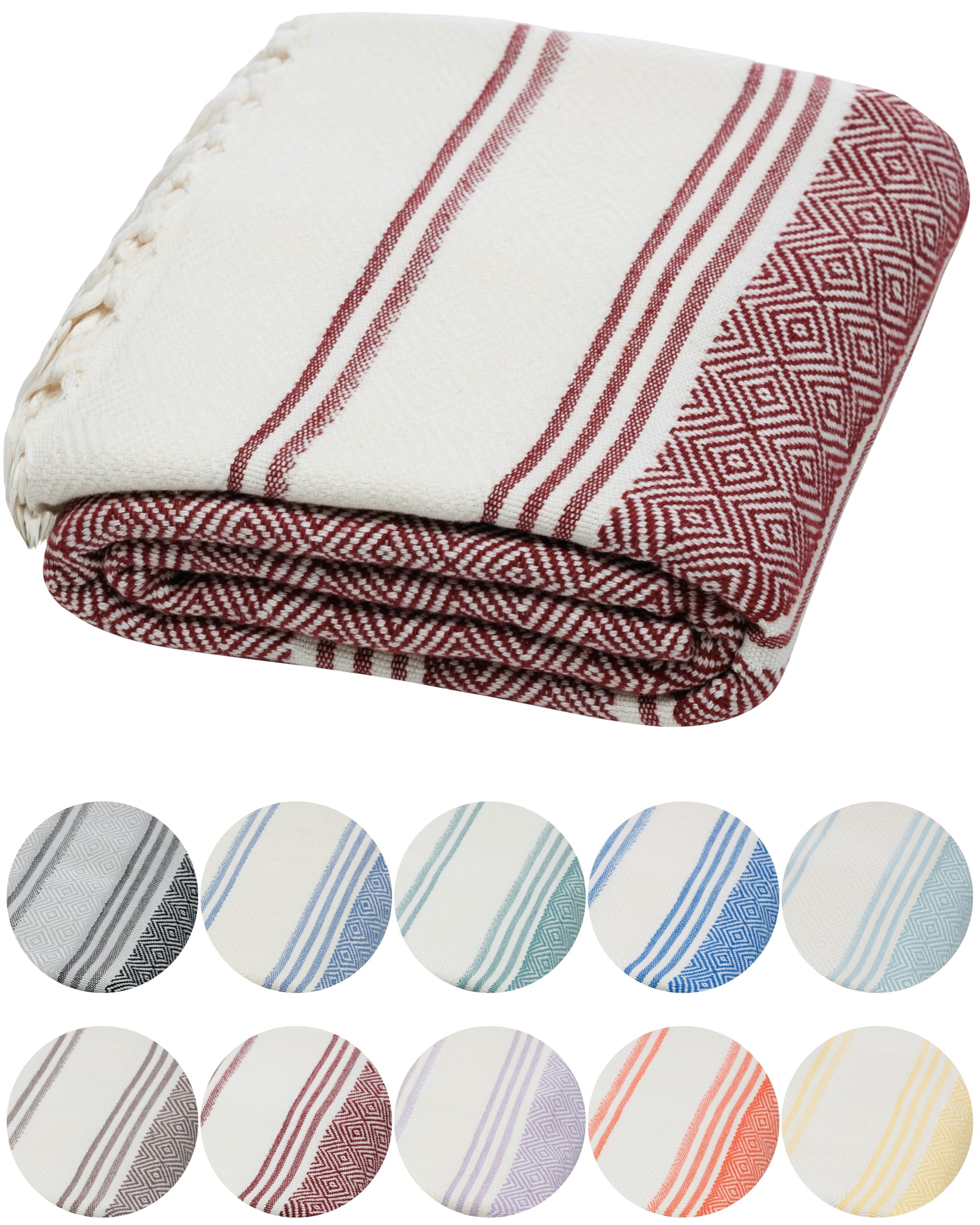 DEMMEX Organic Diamond Turkish Bath & Beach Towel | 100% Oeko-TEX Certified Turkish Cotton, Ultra-Soft, Quick-Dry, Lightweight, Compact & Oversized