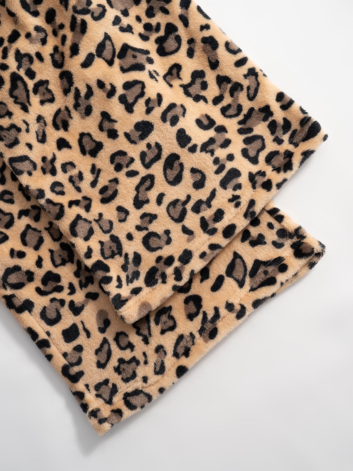 WINKEEY Pantaloni Pigiama Donna Invernali in Flanella Pantaloni comodi e morbidi in pile con stampa leopardata per la casa