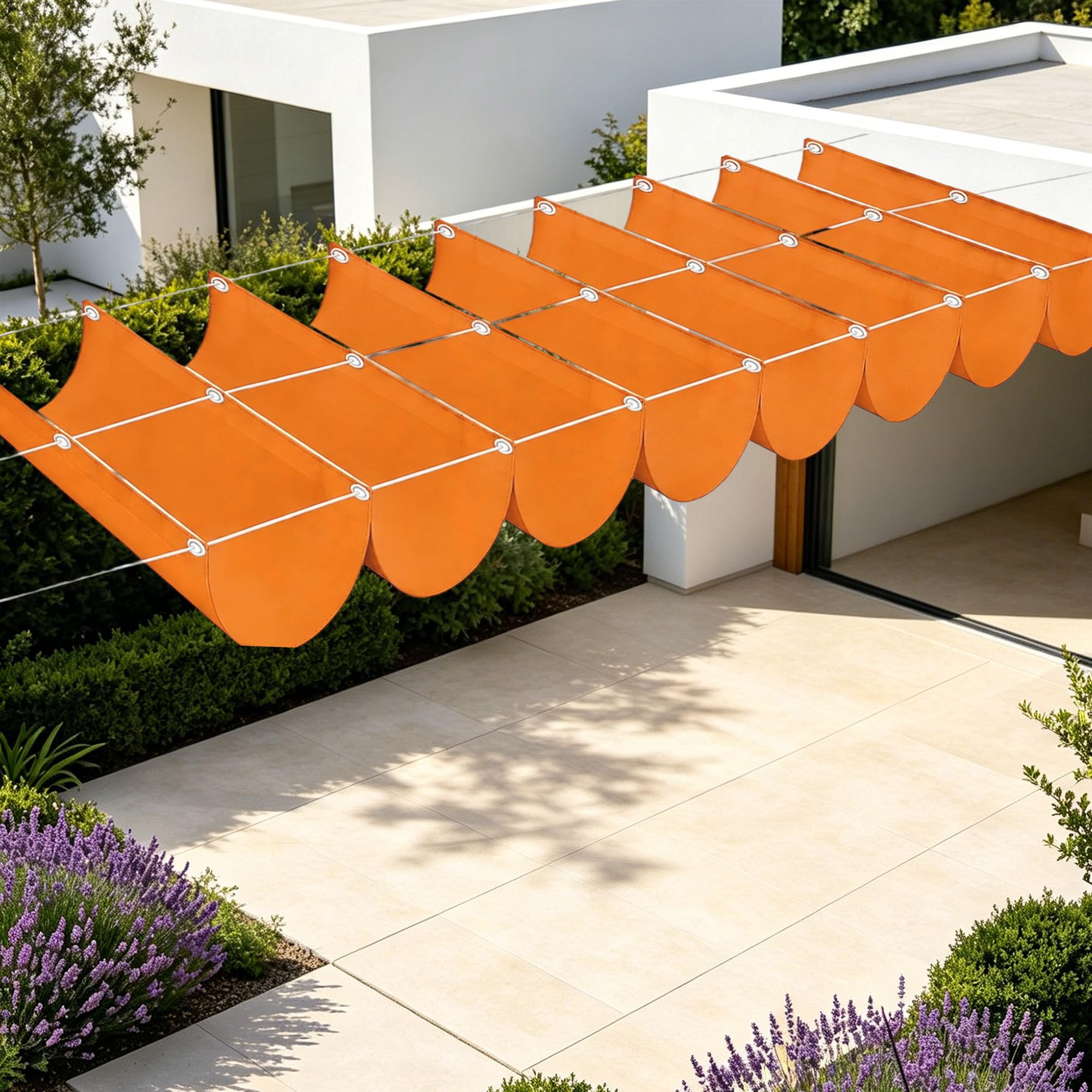 Einziehbares Sonnensegel 450 x 300 cm Sonnenschutz Sonnensegel Rechteckig Reißfest für Garten Balkon Und Terrasse, Orange
