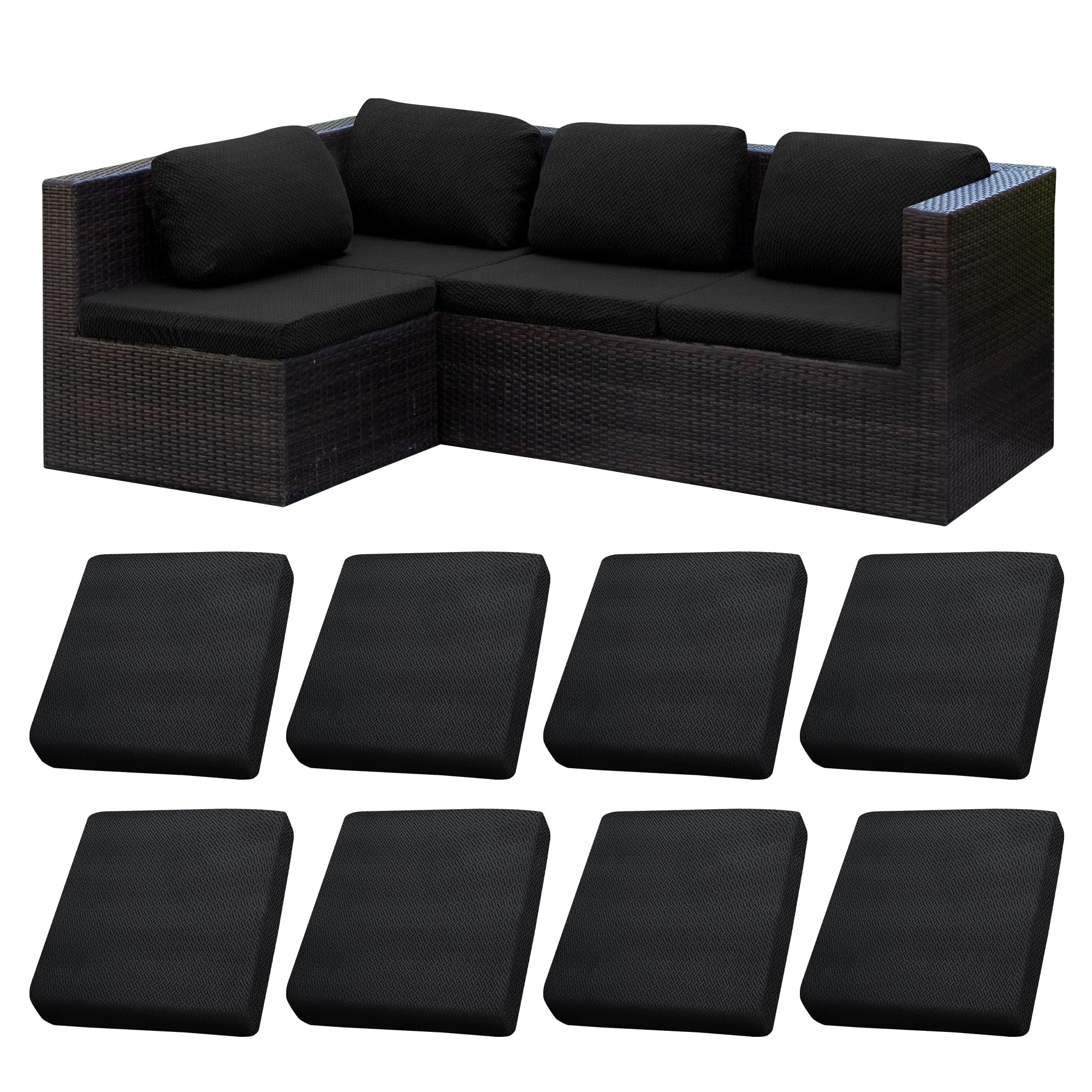 8 Pcs Outdoor Cushion Covers, Patio Sofa Cushion Covers Replacement