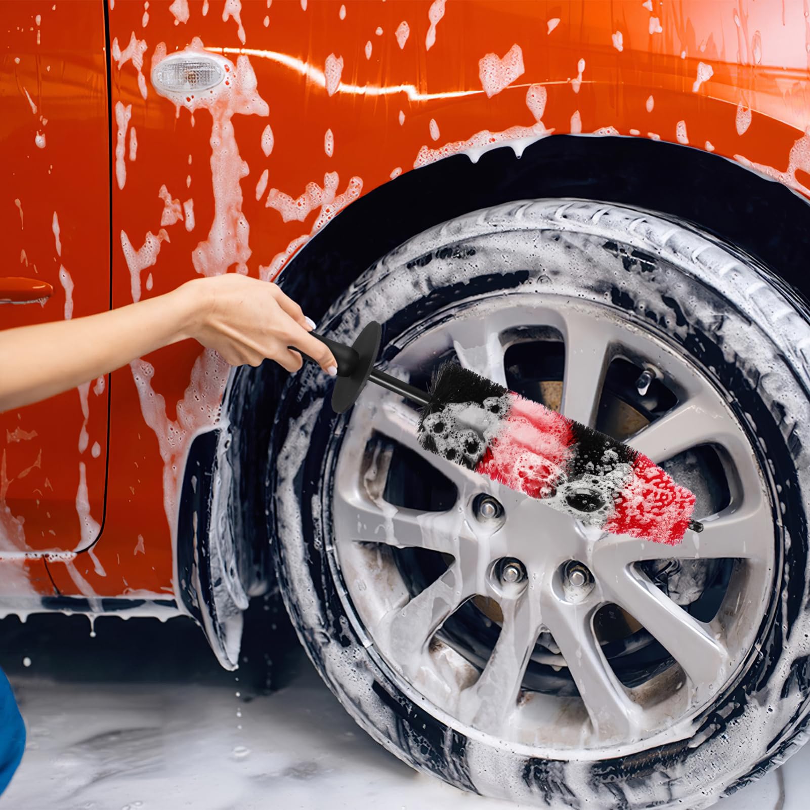 3pièces Brosse De Nettoyage pour Roues De Voiture Outil De Detailing Ergonomique pour Jantes Et Pneus Accessoire De Lavage Automobile