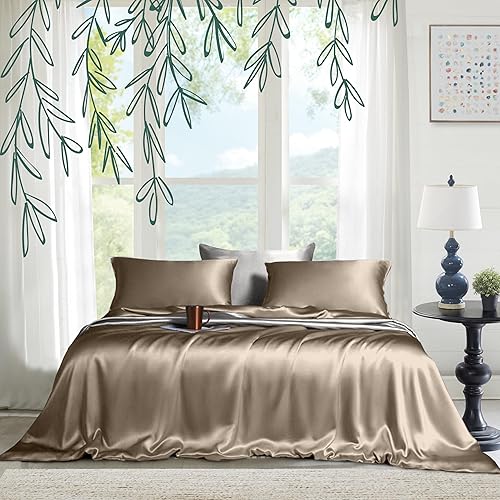 THE LINEN COMPANY Juego de sábanas de bambú de 4 piezas, 100% orgánico, natural, 300 hilos, refrescante, extra suave, sábanas de lujo de fácil