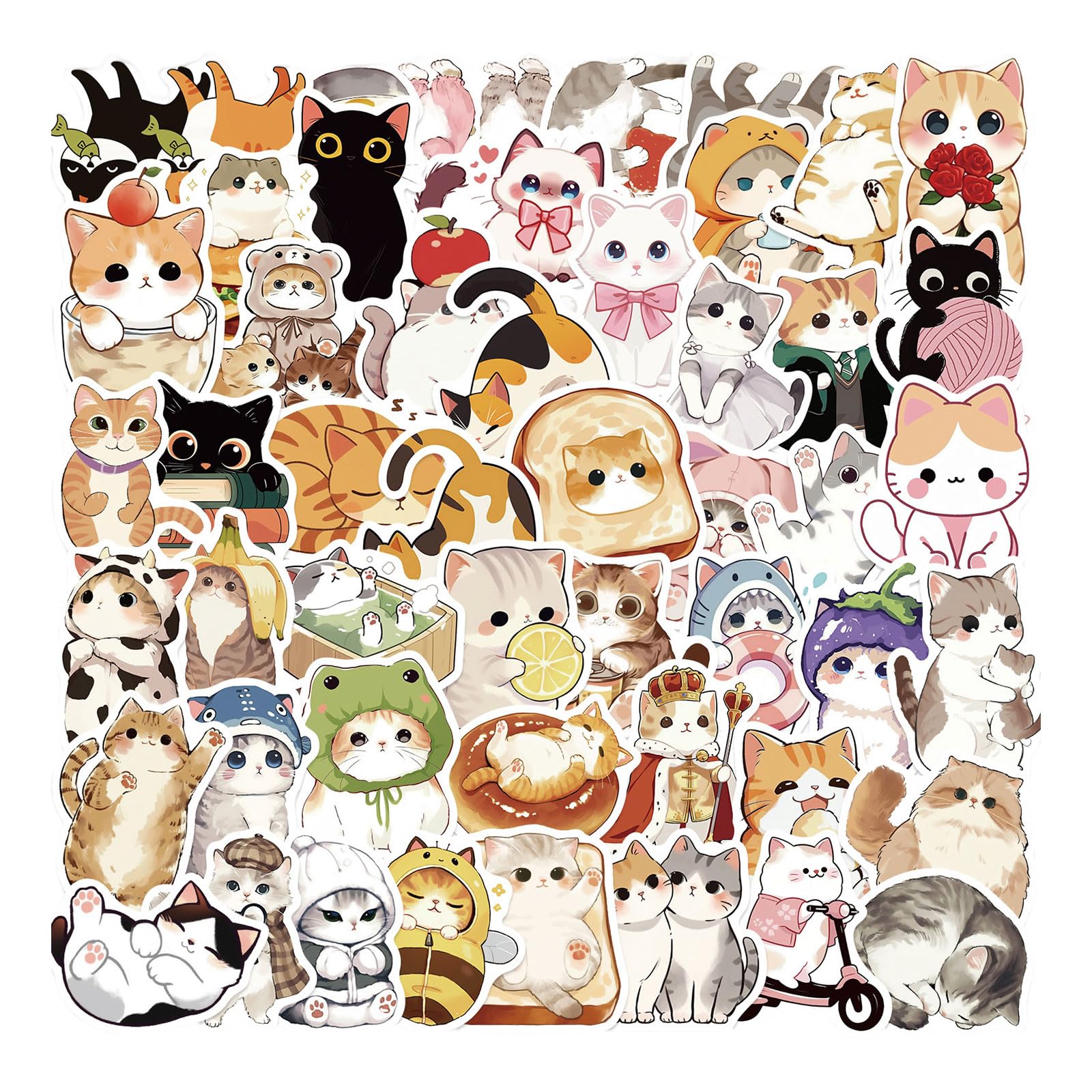 100 Pegatinas Dulces De Gatos, Divertidas para Adultos Y Adolescentes, Etiquetas Kawaii De Gatitos para Botellas De Agua, Portátiles, Guitarras, Maletas, DIY