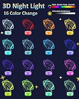 Vista 2 de Attivolife Luz nocturna de jugador de fútbol americano para niños, lámpara LED de ilusión de rugby 3D, 16 colores cambiantes con control remoto