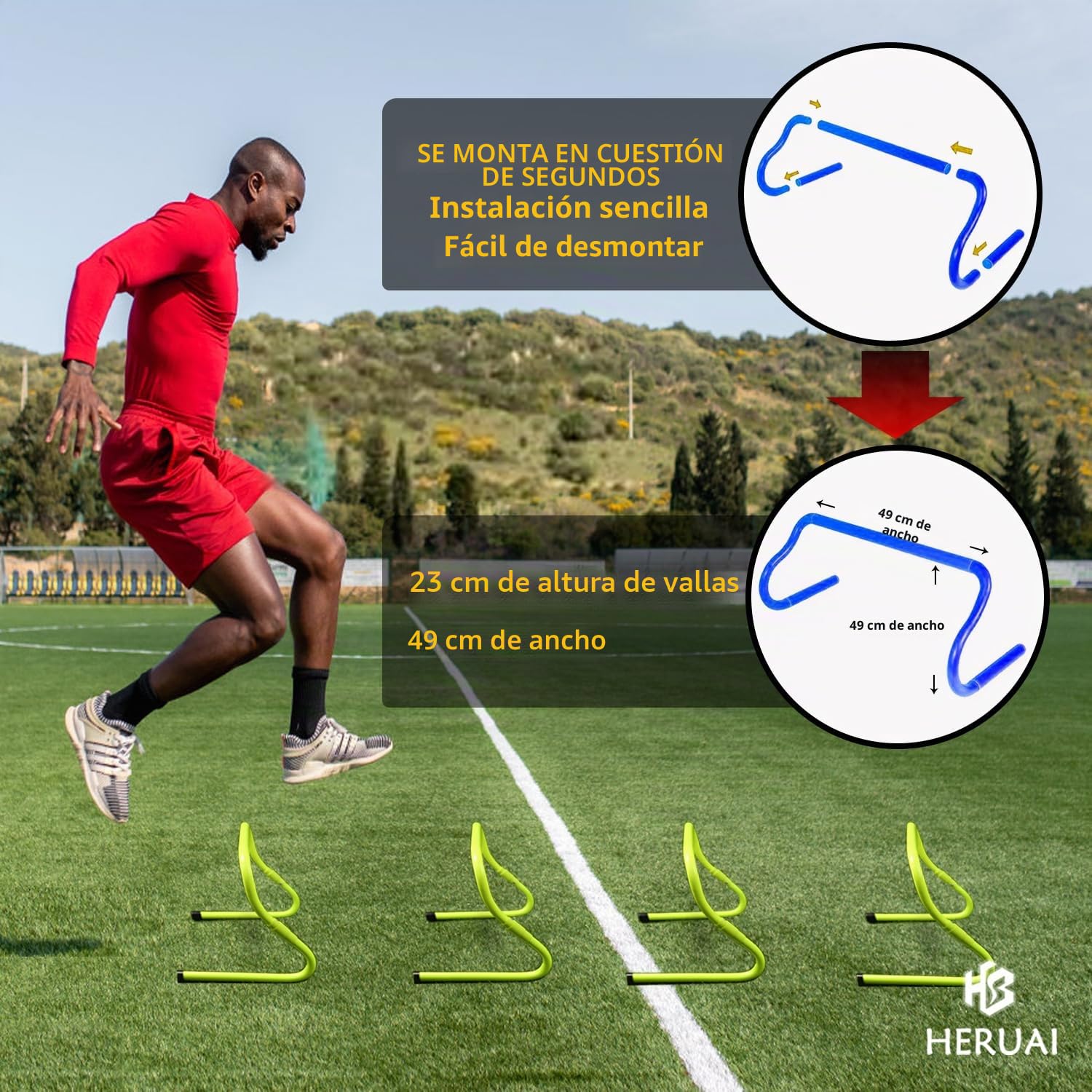 Juego de equipo de entrenamiento de velocidad de escalera de agilidad, escalera de velocidad de 6m (20 pies), 4 obstáculos, 10 conos de velocidad, paracaídas para correr, equipo de entrenamiento de