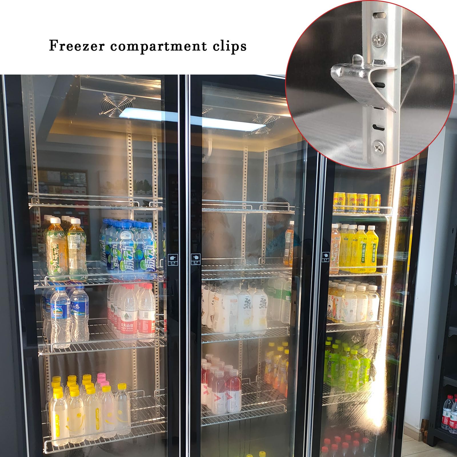 16 PCS Freezer Shelf Clips - Stainless Steel Refrigerator Shelf Support Brackets Replacement