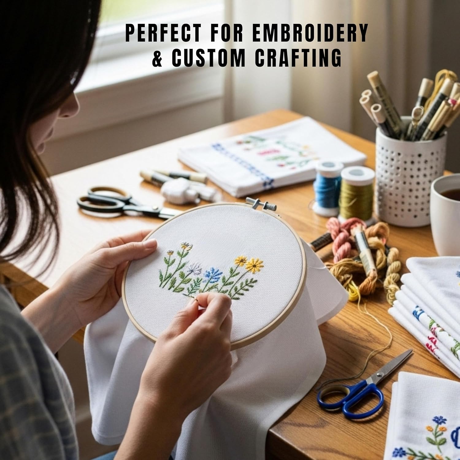 Flour Sack Towels | Tea Towel for Crafts| Kitchen Dish Cotton Blank Towel for Embroidery|Baking Bread Proofing Linen Cover| Thick Absorbent Quick Dry| 12 Pack 28"x28" White