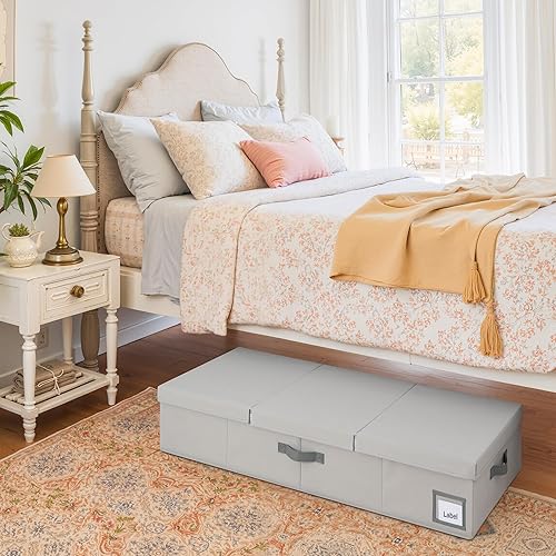 Miniatura 4 de Cupic Cupid Contenedores de almacenamiento debajo de la cama, organizador plegable grande con tapa de tres pliegues para dormitorio, caja de