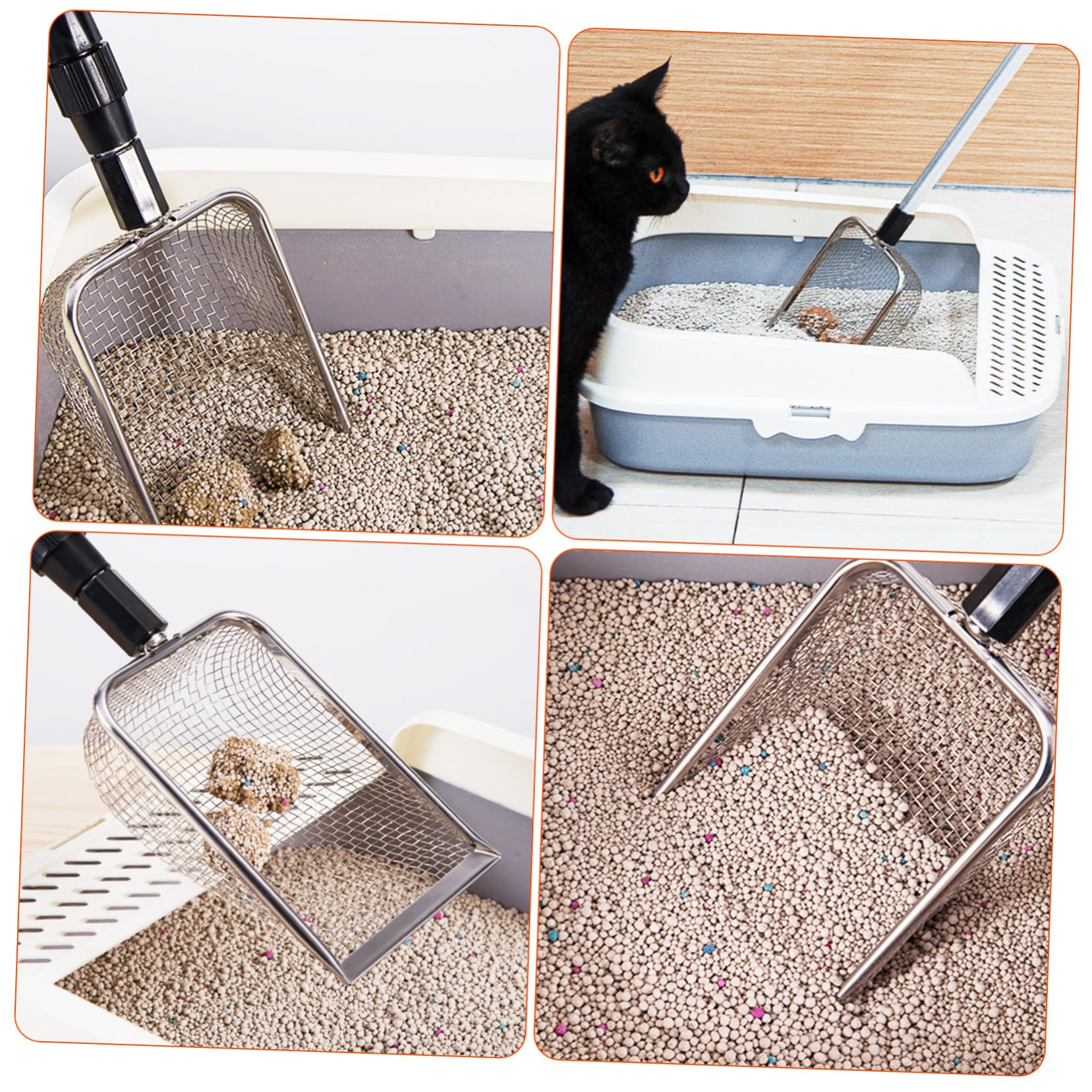 2pezzi Paletta per Lettiera per Gatti con Manico Telescopico Inossidabile Design per Pulizia Profonda e Comfort di Utilizzo