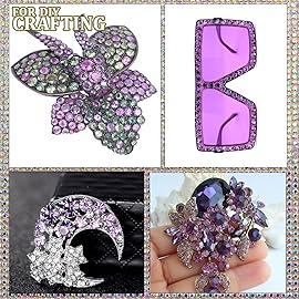 One Pack 2000 Pcs of Flatback Round Pale Purple Rhinestones 6 Sizes (1.5-6 mm) with Nail Art Rhinestone Picker Pencil and Tweezer for DIY and Salon Use