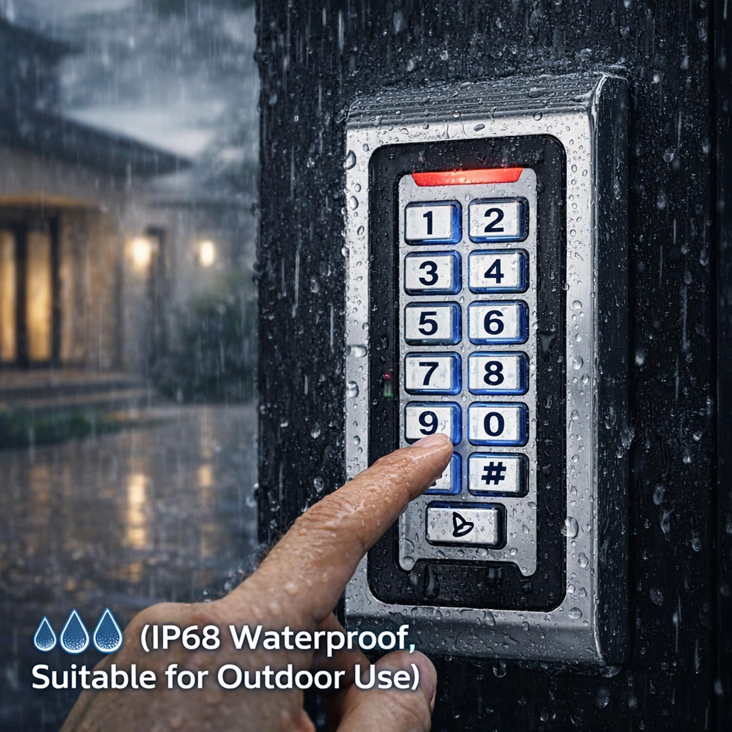 Control de Acceso RFID WiFi Tuya con Teclado – Metálico, Retroiluminado, Impermeable IP68, 125kHz EM, Wiegand 26/34, 12V DC, para Puertas, Portones, Garaje y Oficina + 10 RFID Llaveros
