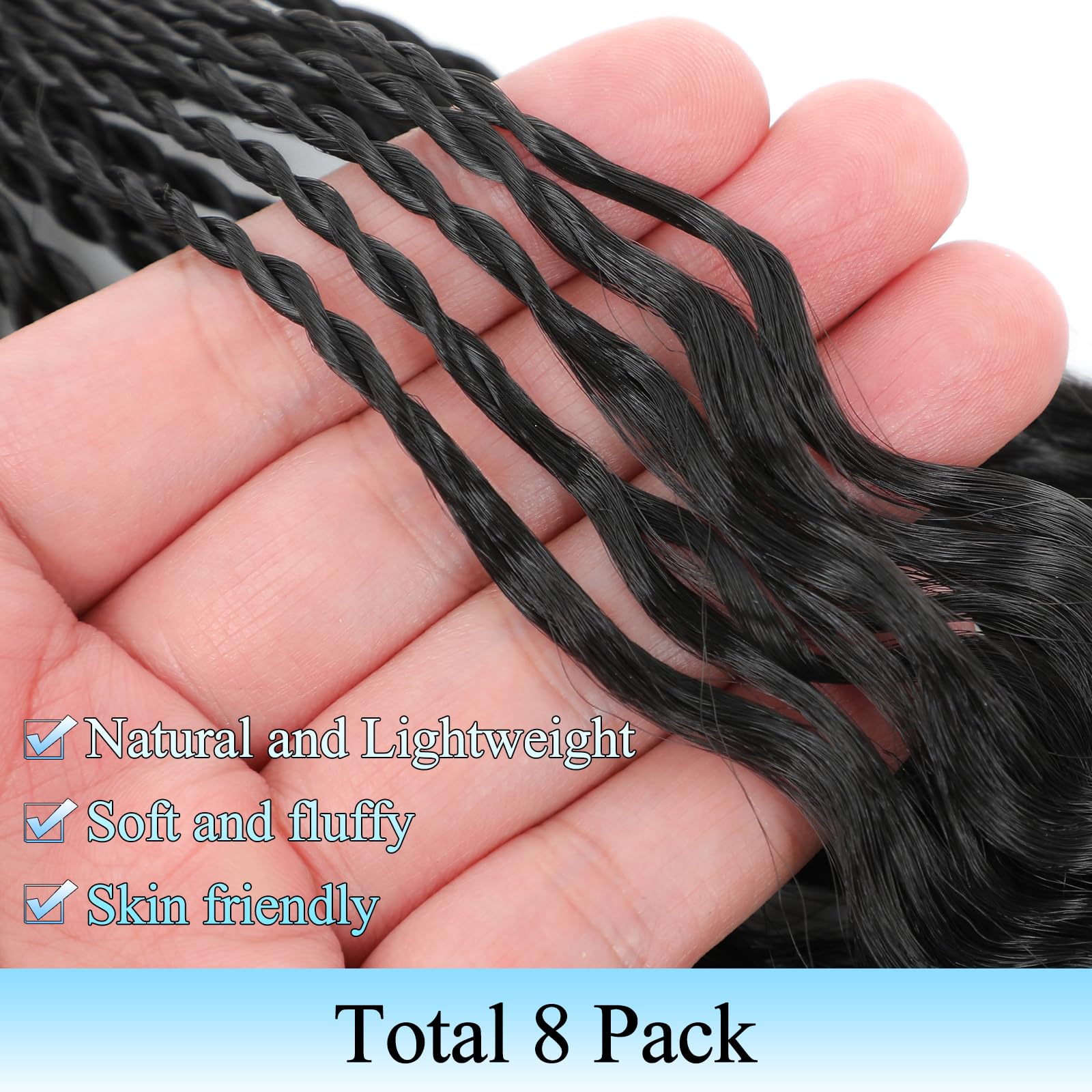 Auxemuen Wave 8Packs Curly Hair Braid Crochet 22Inch Pre-Looped Deep Soft Synthetic Bohemian Curly Water Crochet Braids for Women (1B) - Image 4