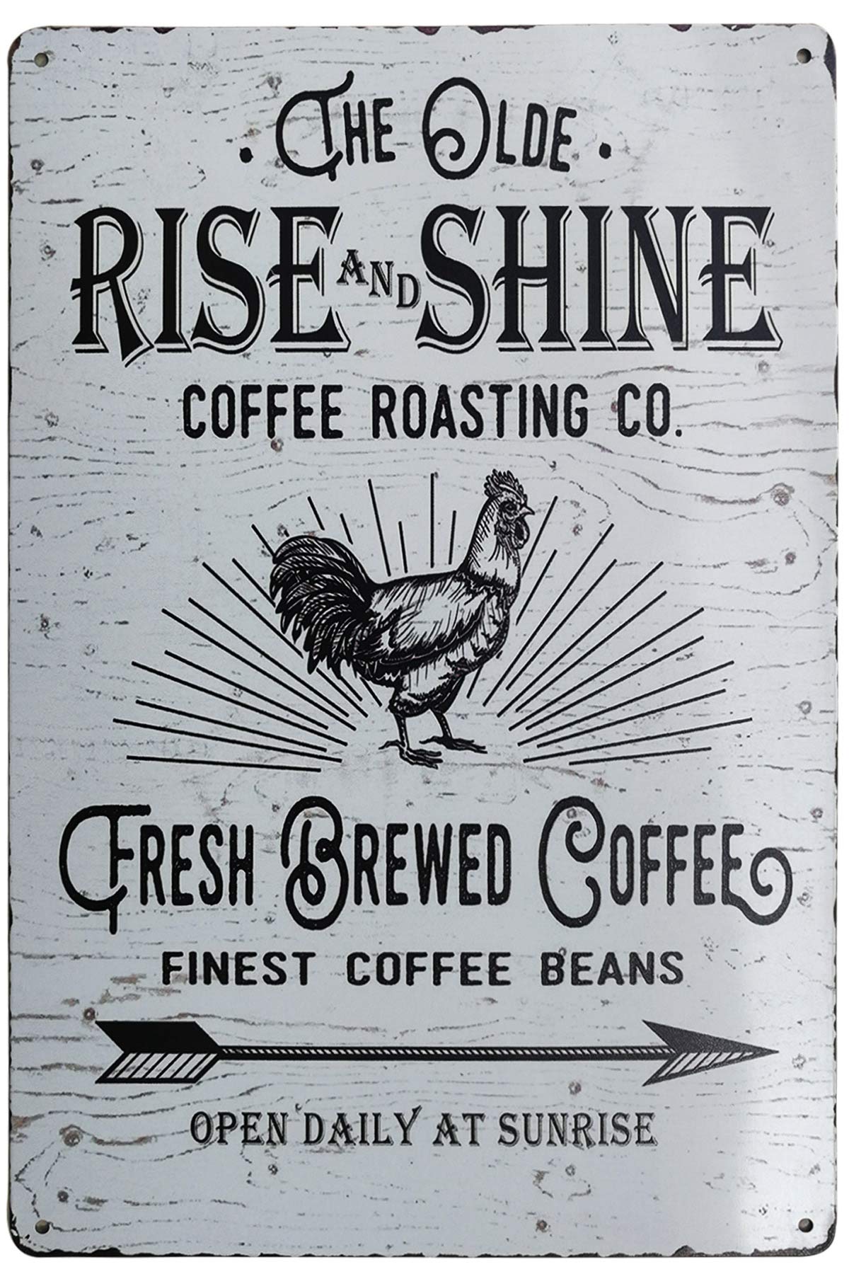 peiyeety Vintage Metal Tin Sign The Old Rise and Shine Fresh Brewed Coffee Metal Funny for Restaurant Cafe Pub Rustic Kitchen Shop Coffee Station Decor 8X12 Inch Tin Painting