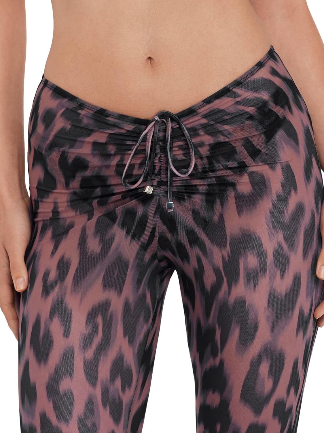 Steve Madden Womens Mesh Adjustable Tie Front Flare Pant - Image 4