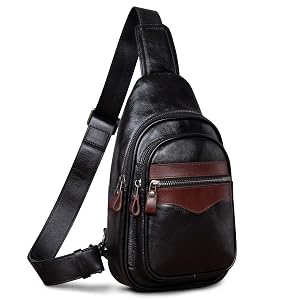 Genuine Leather Sling Bag for Men and Women Crossbody Shoulder Bag Sling Backpack Chest Purse Carry on Casual