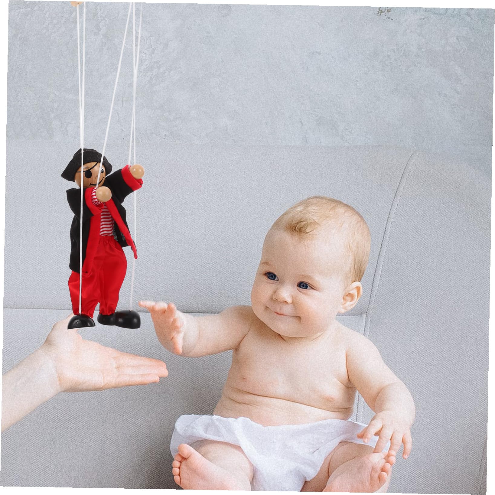 VICASKY Marionnette à Fils Pirate en Bois Noire pour Garçon Et Filles, Marionnette Ventriloque De Théâtre, Jouet Interactif Éducatif pour Spectacle Et Décoration