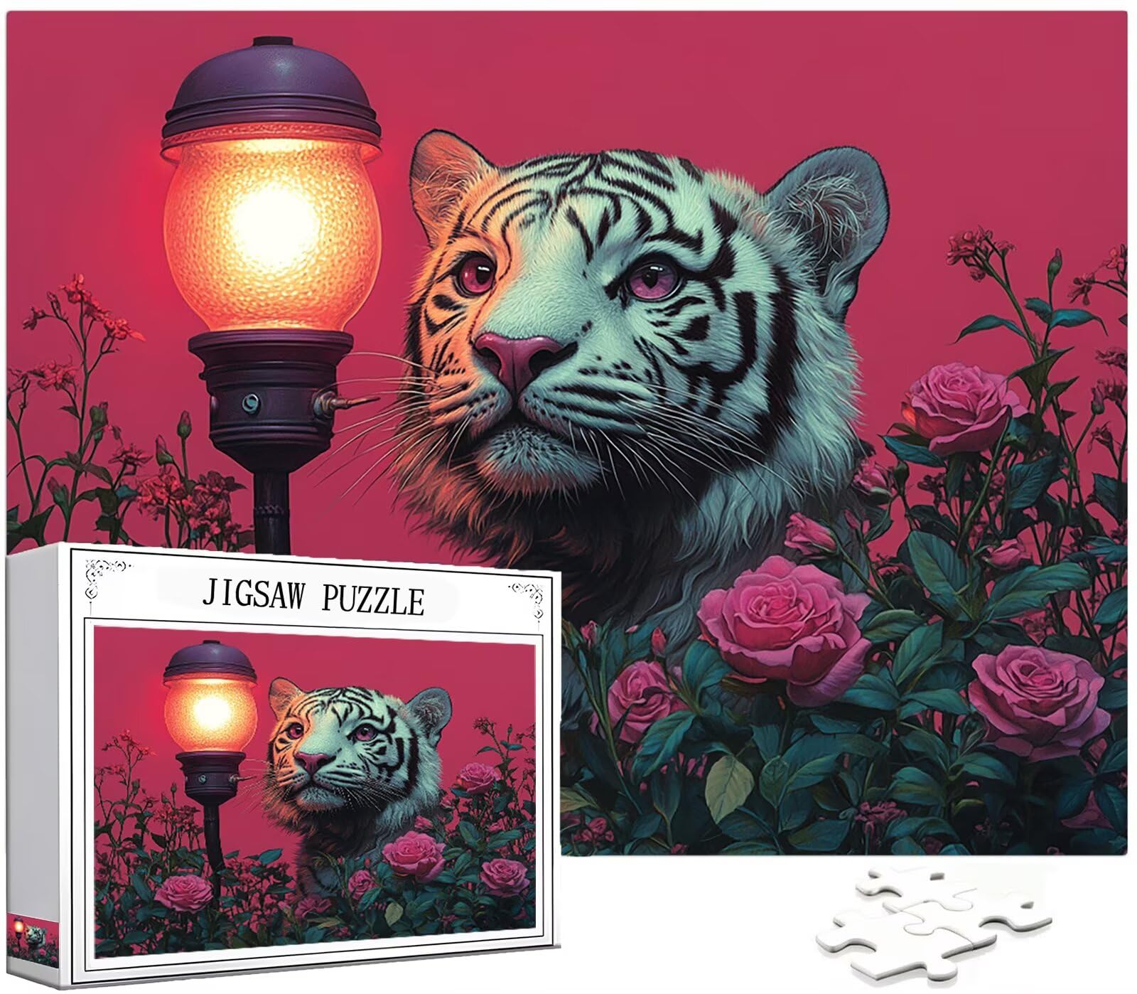 Tygrys Puzzle 1000 sztuk dla dorosłych, Puzzle Kwiat Wzór Projekt, Jigsaw Dorosły, 5D DIY Rzemiosło Rodzina Zajęcia z Pakowaniem Pudełka, Dekoracja ścienna do domu, Prezent Kobiety, 75x50cm, Model402