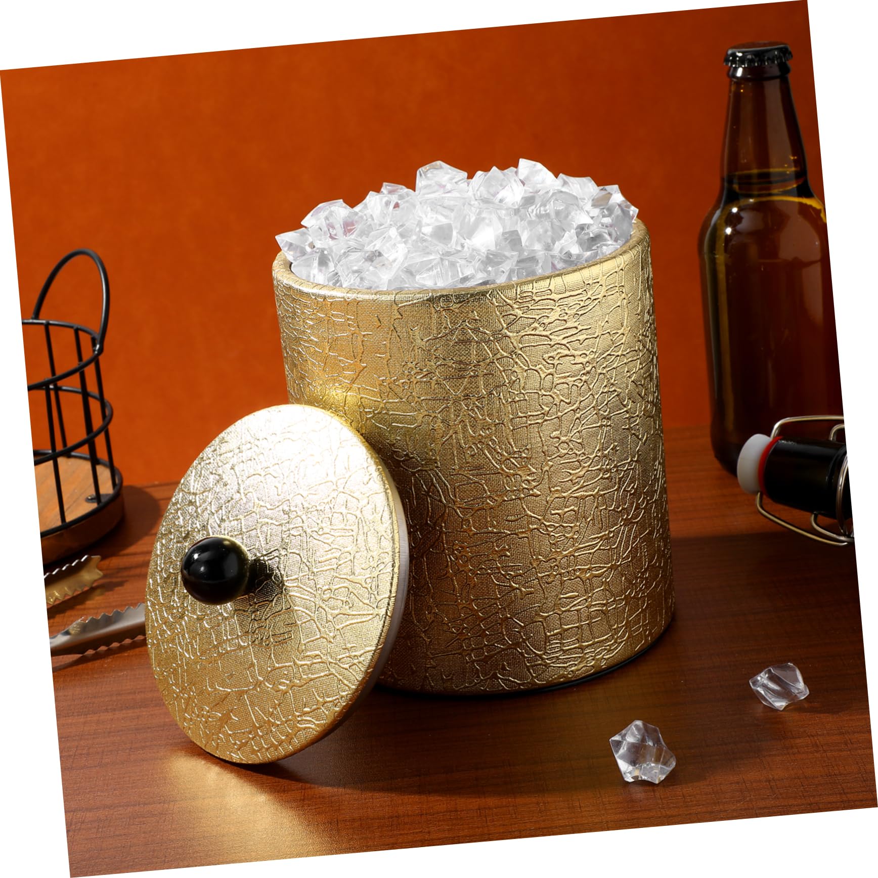 Zerodeko 1 Pc Cubo De Hielo De Acero Inoxidable Tina De Hielo De Acero Inoxidable Cubo De Hielo Aislado para Cubeta para Servir Hielo Cubitera De Cocina Barril De Vino Champán