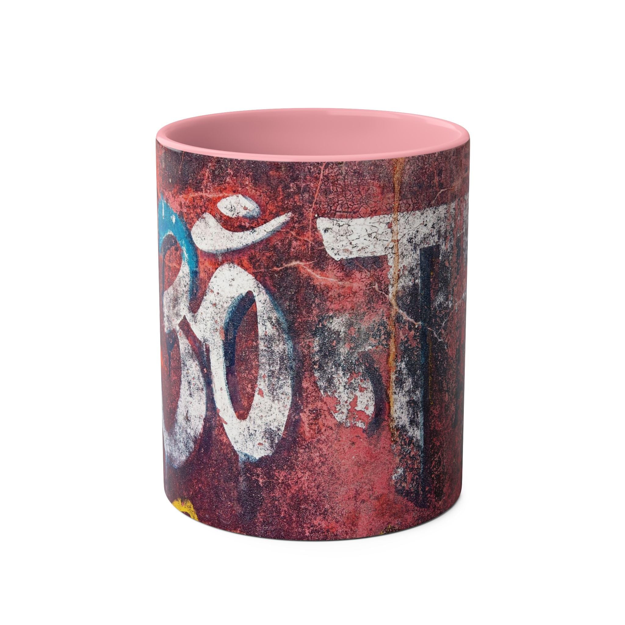 Om, Shiva, Retro, Two-Tone Coffee, Tea Mug, Birthday Gifts, Spritual, Meditation, Zen, Calm, Pink / 11oz