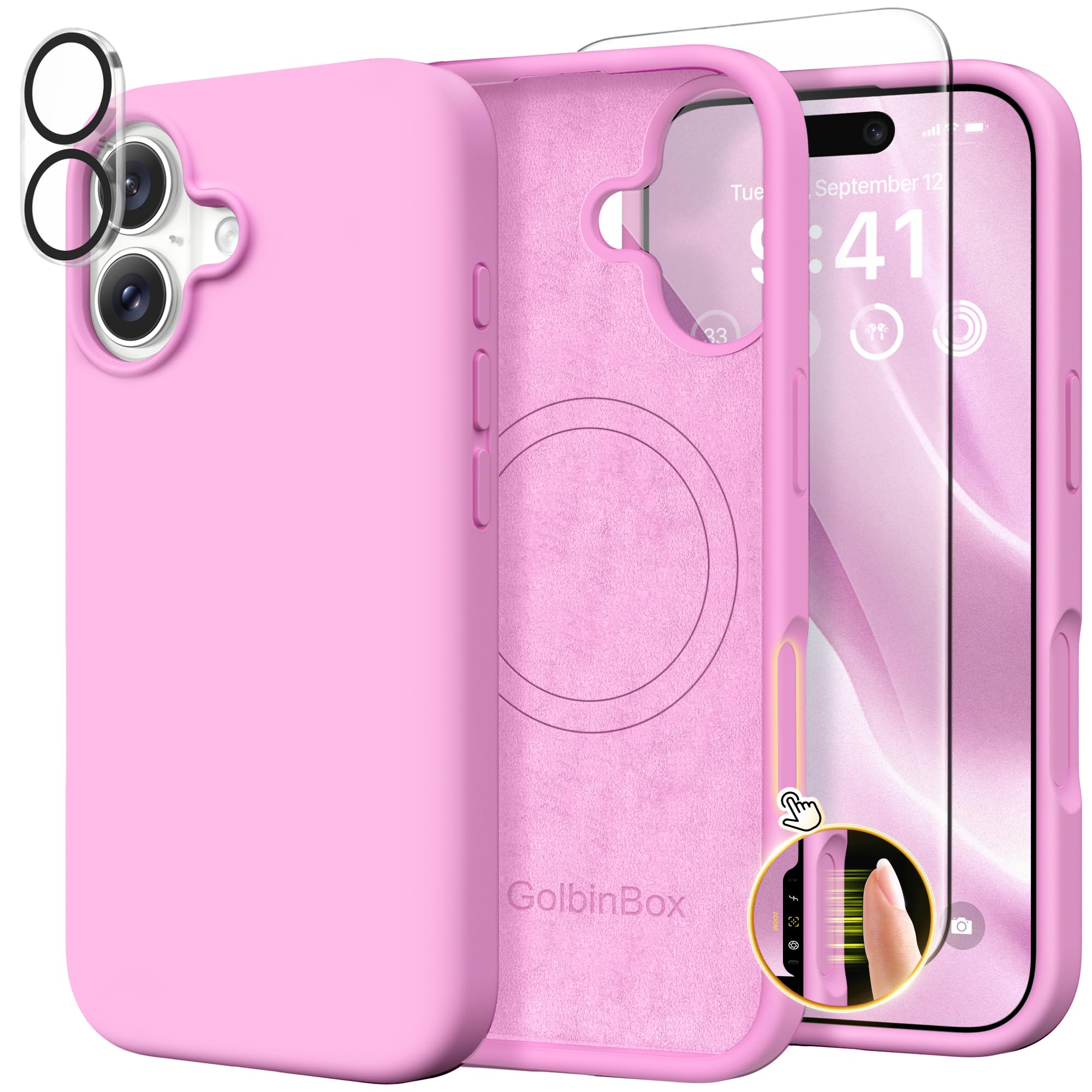 GolbinBox Magnetic for iPhone 17 Case, Silicone Cover, Rose Pink