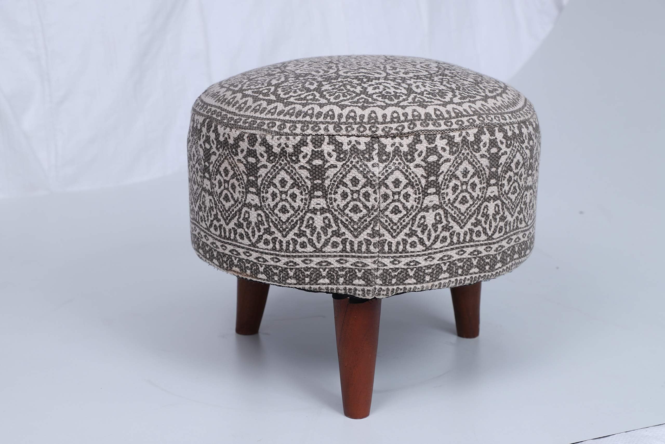 Tanishkam Decor Poufs Stool Hand Knitted Ottoman footrest Stool (Set of 1, Dark Grey Stool)