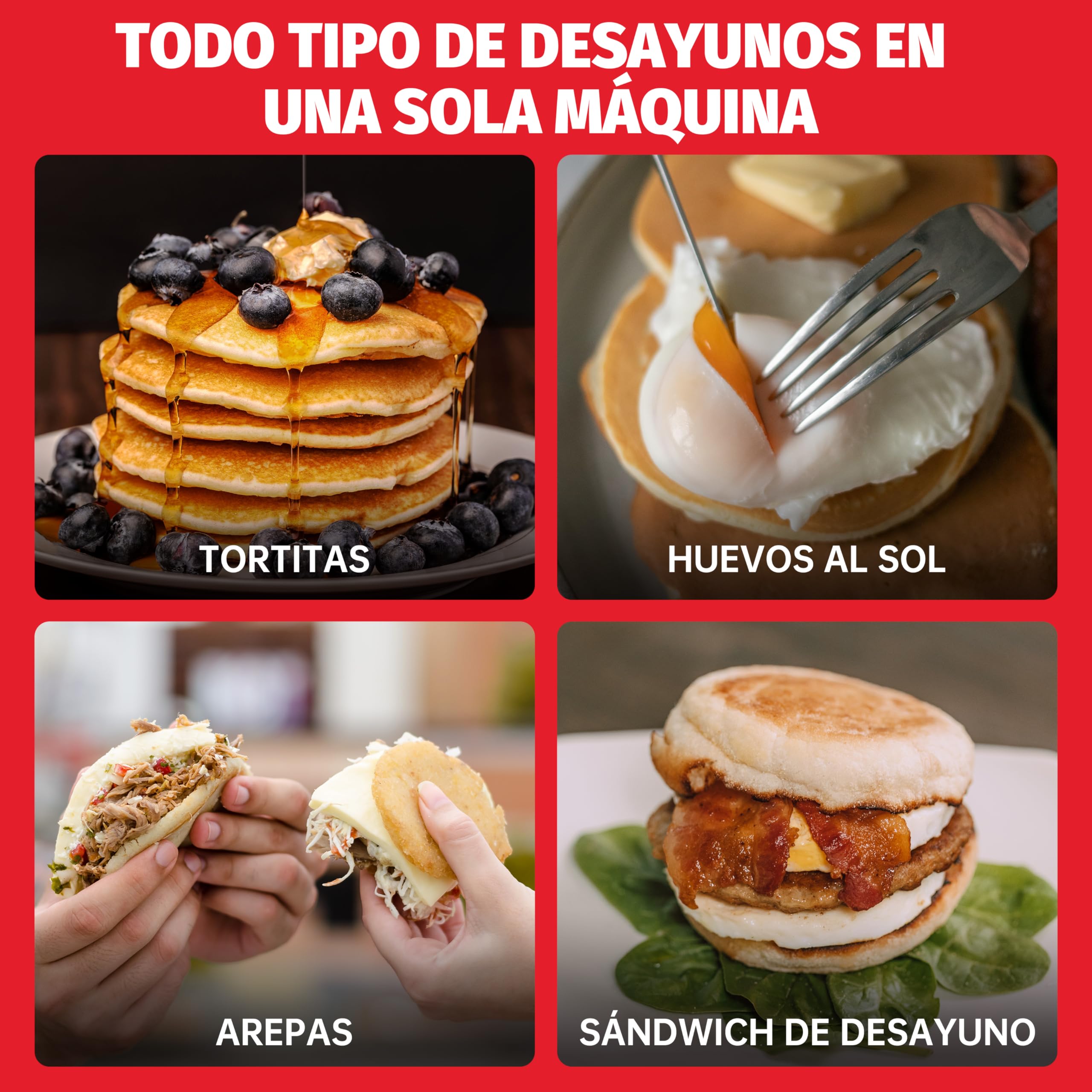 SugarWhisk mini crepera electrica, tostiarepas, panquecas maquina,pancakes maquina, ideal para panqueques, galletas, huevos, arepas y bocadillos de desayuno, blanca